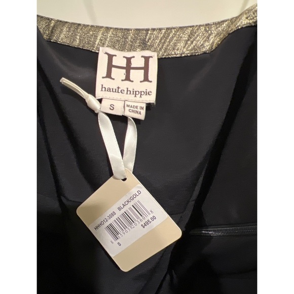 Nwt HAUTE HIPPIE METALLIC SIDEZIP STRAPLESS DRESS - SIZE S - Picture 3 of 5
